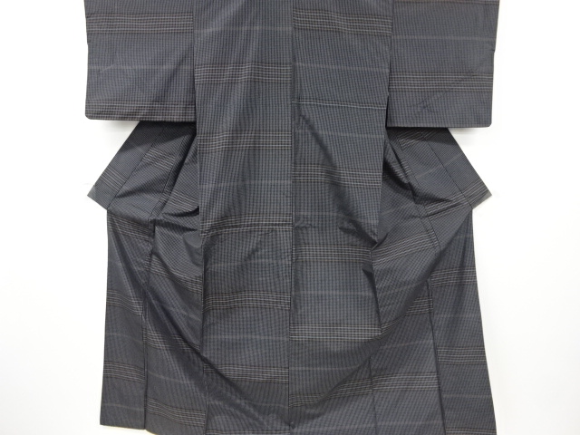 JAPANESE KIMONO / ANTIQUE KIMONO / SILK / YONEZAWA TSUMUGI / WOVEN GRID